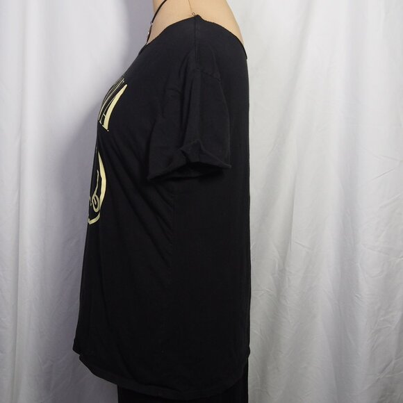 Nirvana Black/ Yellow Smiley Band Logo Rolled Collar T-Shirt Size L - Picture 3 of 15